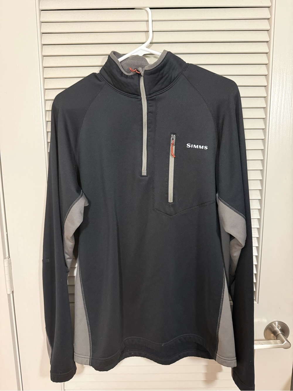 Simms Black and Gray Performance Half-Zip Pullover